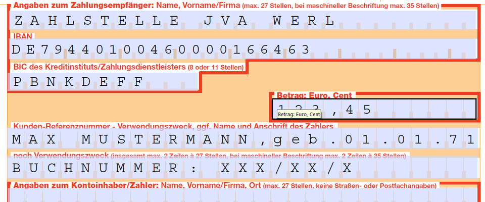 Muster Überweisung